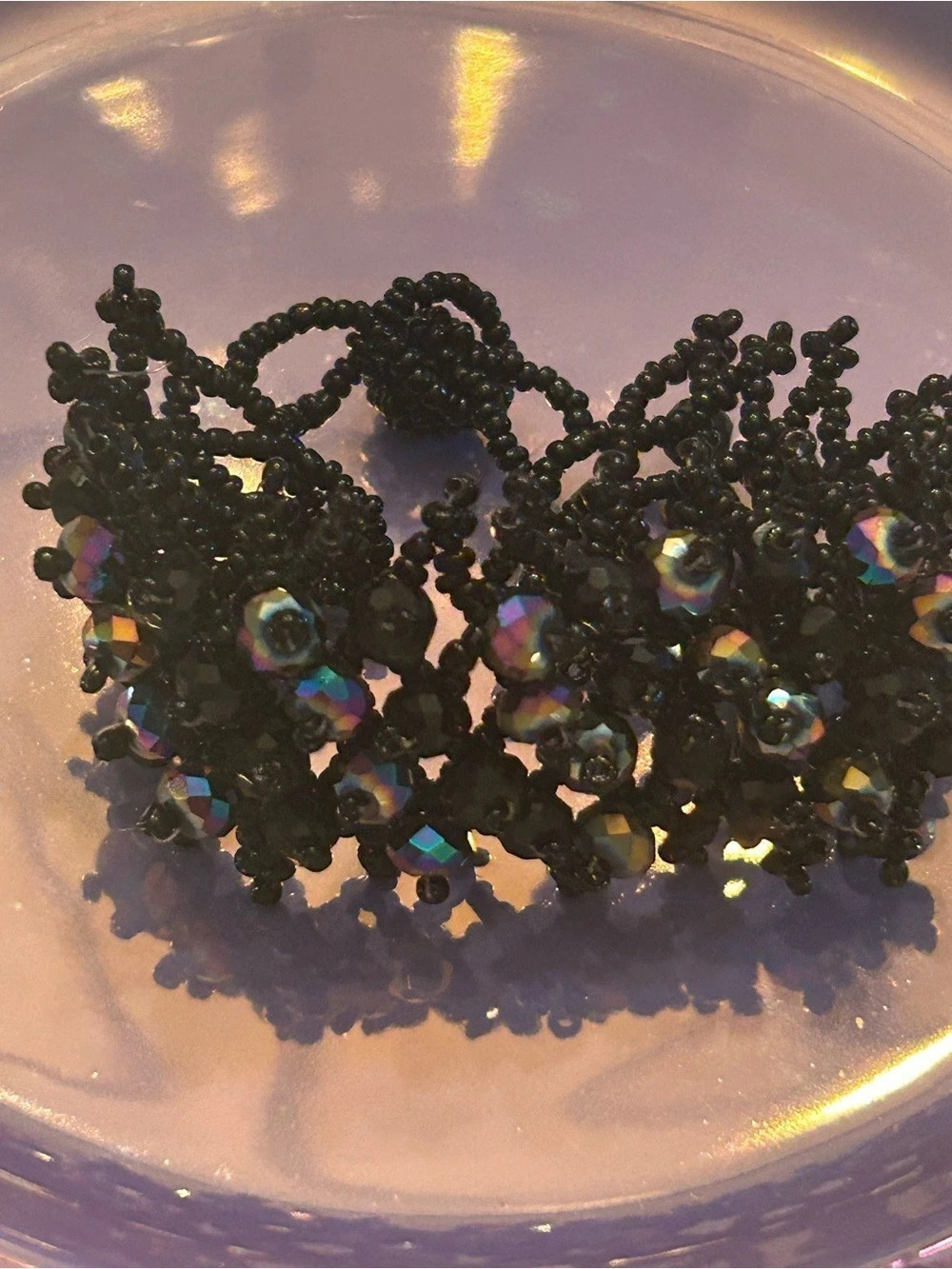 Black Beaded Statement Bracelet NWOT